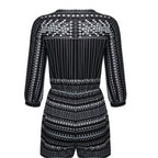 Dame Playsuit | Geometrisk Print Design | V-Hals Kortærmet Jumpsuit | Ferie & Hverdagsbrug | Vanero