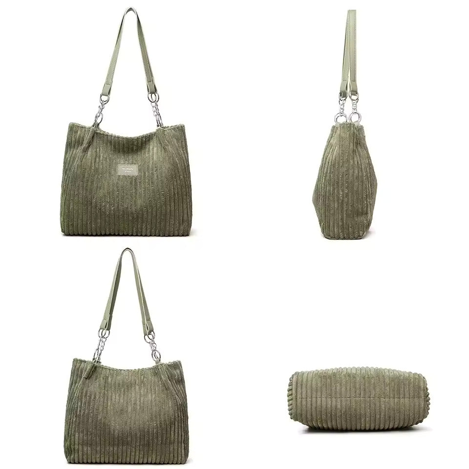 Yara Ribbet Velour | Struktureret Pasform Taske | Rummeligt Design til Daglig Brug & Arrangementer | Vanero