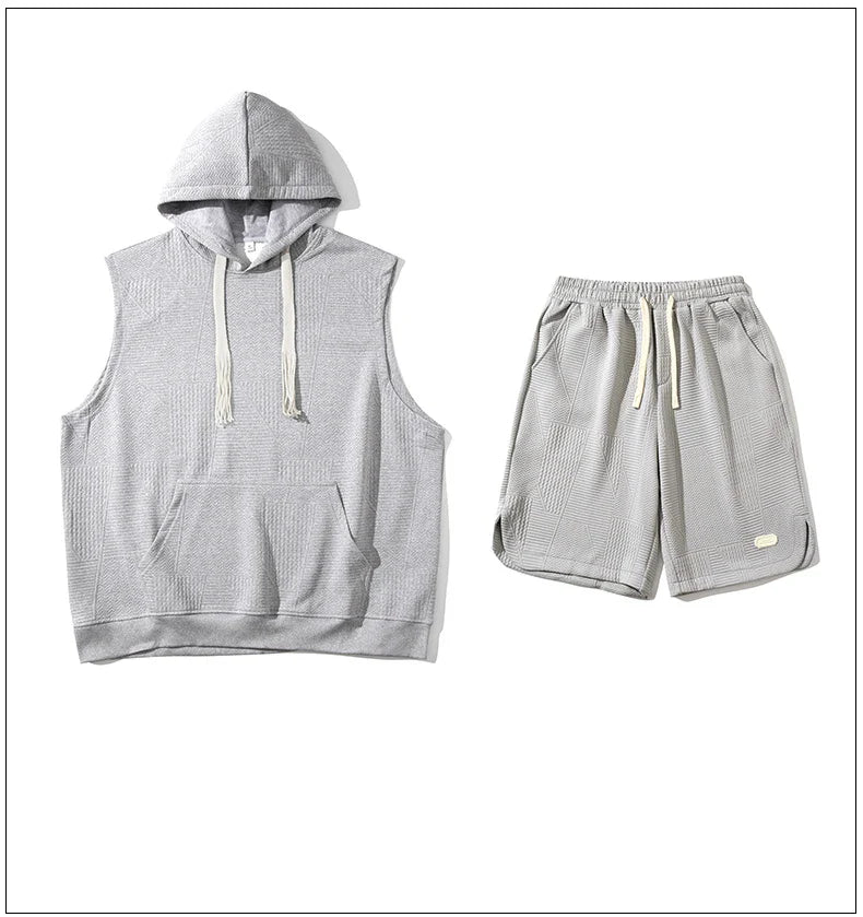 Herresæt Polyesterblanding | Relaxed Fit Skjorte & Shorts Sæt | Kortærmet Design til Hverdagsbrug & Fritidsaktiviteter | Vanero