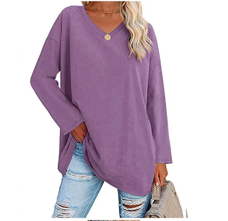 Oversized l V-Hals Langærmet Trøje | Vanero