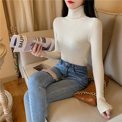 Ribstrikket l Rullekrave Bluse | Vanero