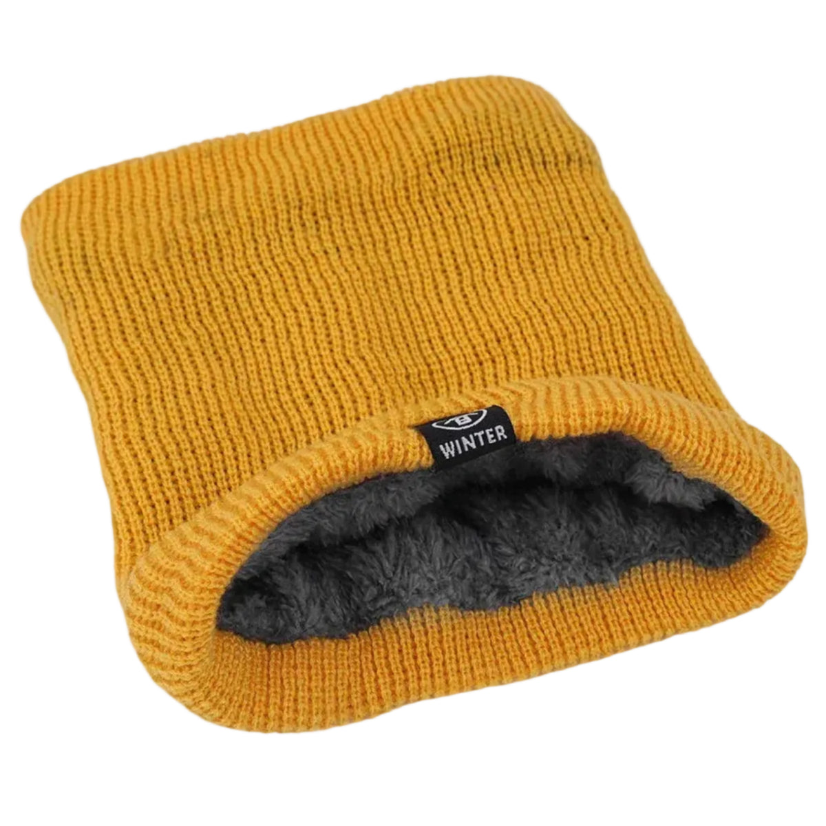 Plys Vinter Snood | Design Med Ansigts- & Halsdækning | Tykt Gult Ringtørklæde Til Daglig Lag-På-Lag i Koldt Vejr | Vanero