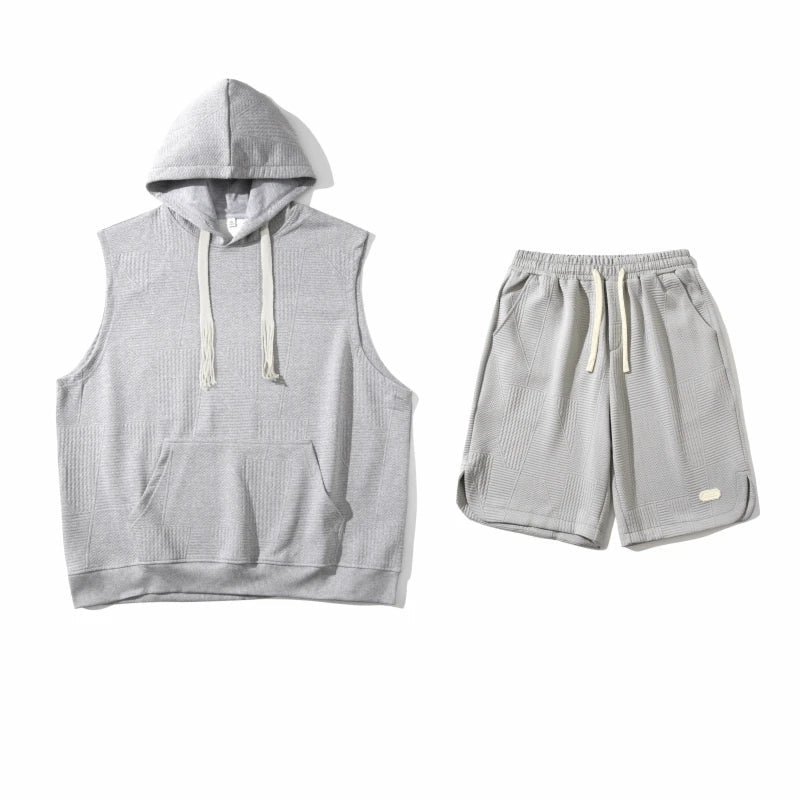 Herresæt Polyesterblanding | Relaxed Fit Skjorte & Shorts Sæt | Kortærmet Design til Hverdagsbrug & Fritidsaktiviteter | Vanero
