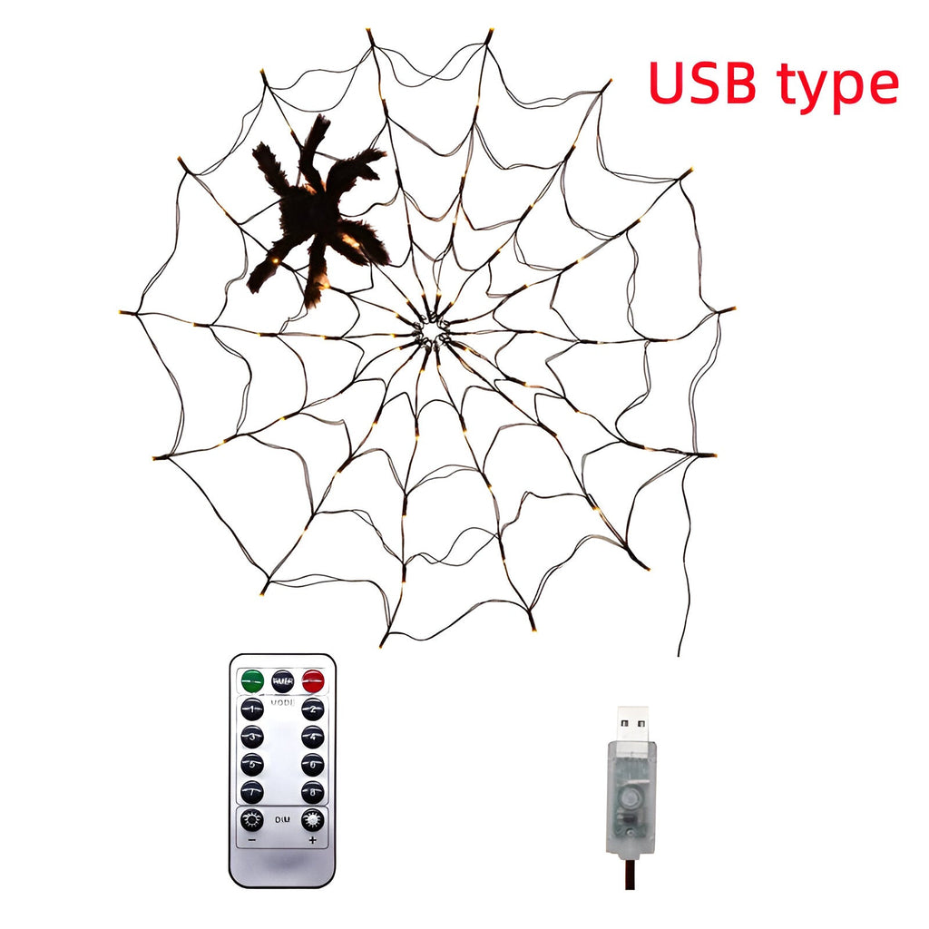 LED Spindelvævslys | USB-Drevet Varm Hvid Belysning | Hængende Halloween-Dekoration Til Fester, Vinduer & Udstillinger | Vanero
