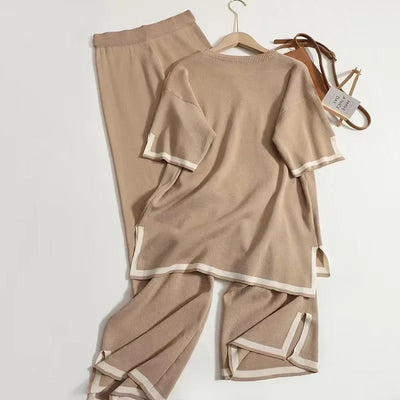Beige Todelt Outfit | Polyester | Elegant & Hyggeligt l Vanero