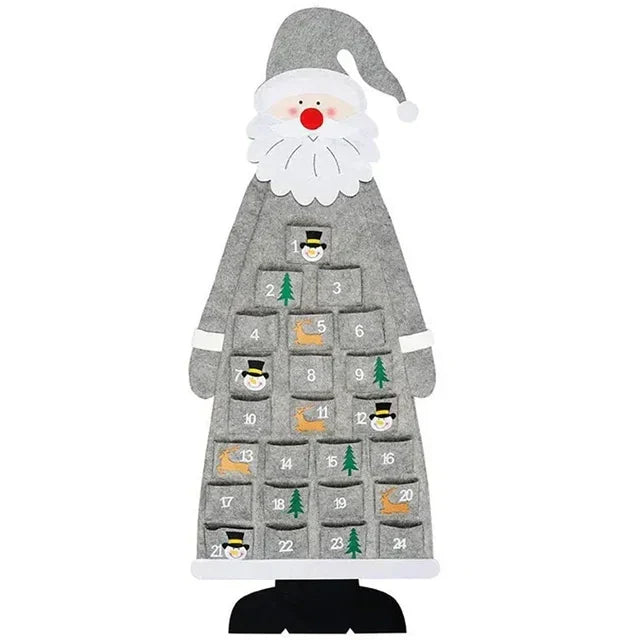 Filz Adventskalender | Stof-juleophæng & Julemand-ornamenter til Festlig Dekoration | Vanero