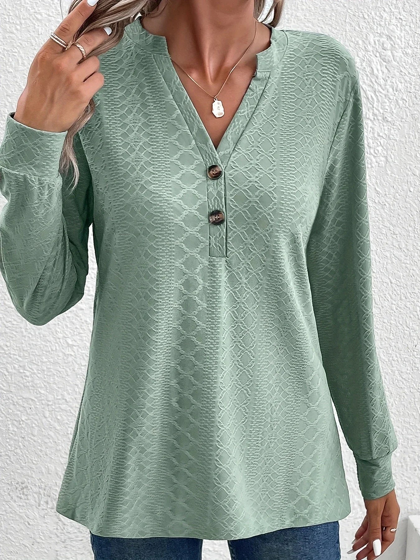 Struktureret Bluse l med Knapper | Vanero