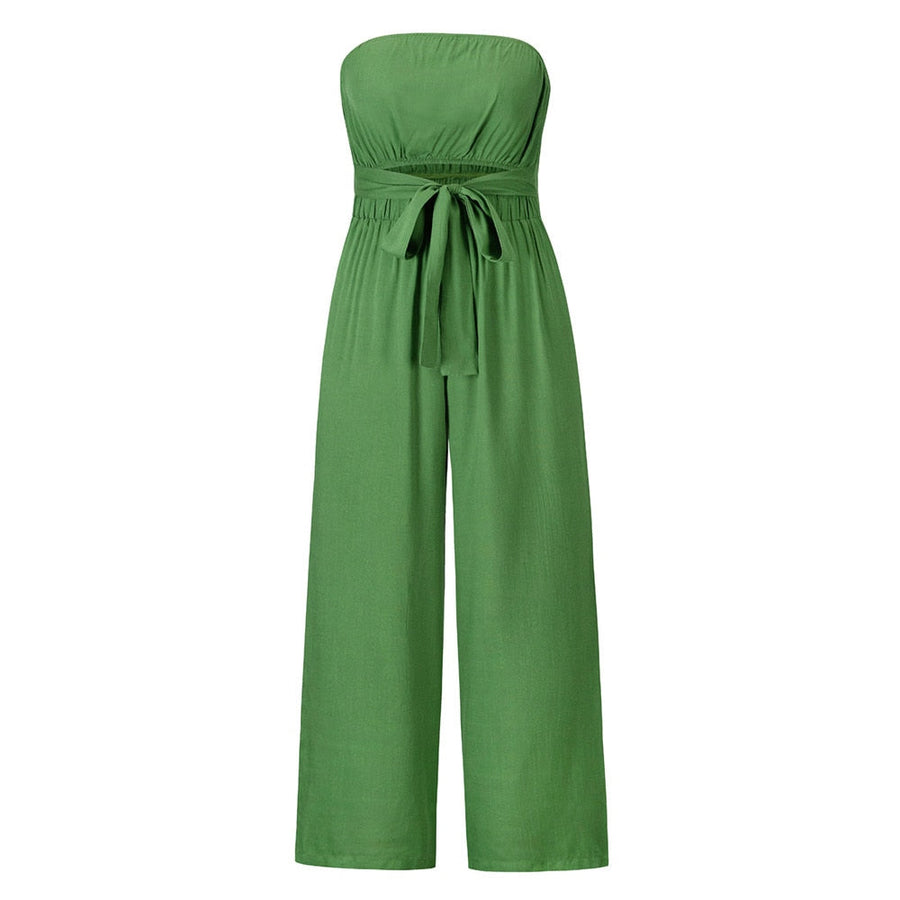 Dame Stropløs Jumpsuit | Bred Ben Heldragt I Polyesterblanding | Hverdagsbrug Og Særlige Anledninger | Vanero
