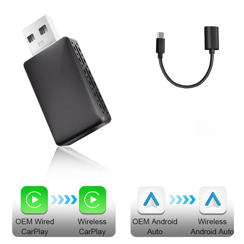 Carplay Car Play Android Auto Wireless Adapter | Smart AI Box USB Dongle Til Toyota Volvo | Vanero