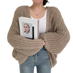 Dame Strikket Cardigan Akrylblanding | Oversized Åben Cardigan | Kabelstrikket Design Til Hverdagsbrug & Sæsonbrug | Vanero