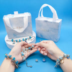 DIY Charm Armbåndssæt Sølvfarvede Komponenter | Justerbart Smykkefremstillingssæt | Perler & Charms Til Kreative Smykkeprojekter | Vanero