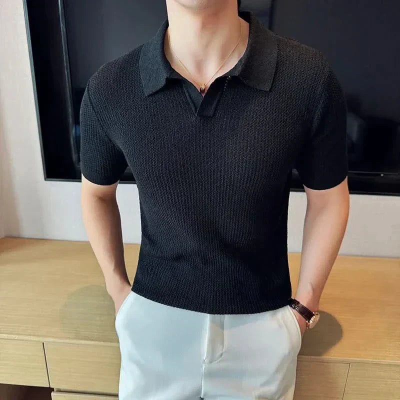 Herre Polo T-Shirt Bomuldsblanding | Regular Fit Polo T-Shirt | V-Hals Design til Hverdagsbrug & Kontorbrug | Vanero