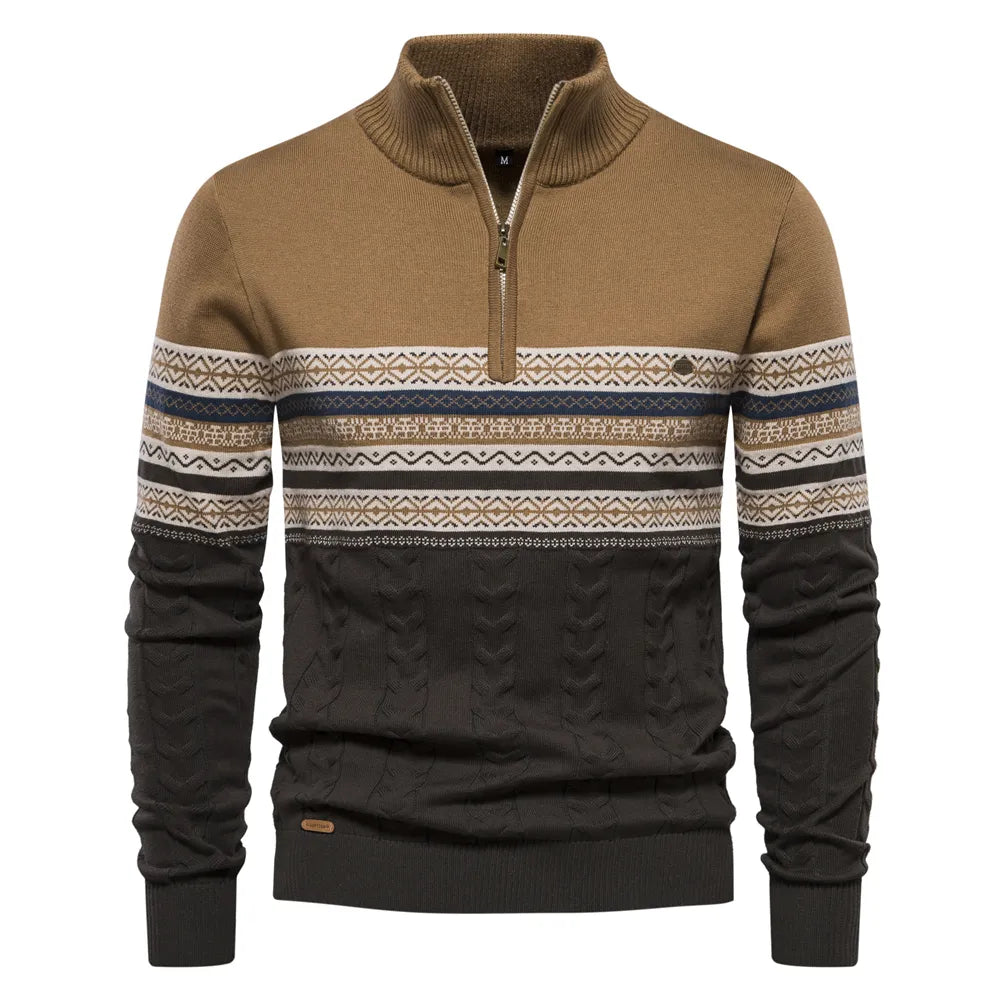 Christian | Retro Halfzip Sweater Med Monsterprint Herre | Vanero