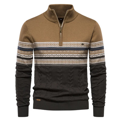 Christian | Retro Halfzip Sweater Med Monsterprint Herre | Vanero