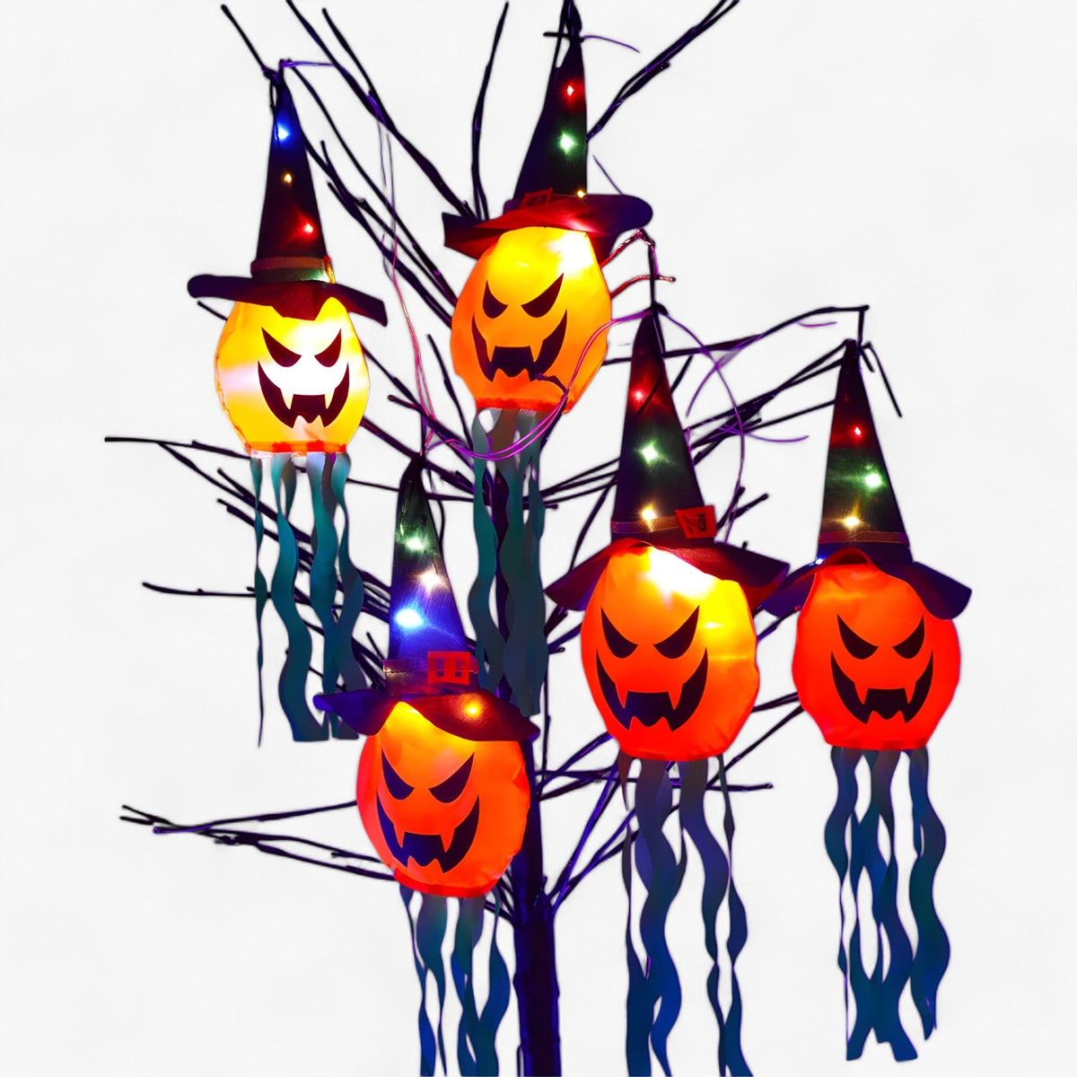 LED Græskar Lyskæde | Batteridrevet Dekorationsbelysning | Hængende Halloween-Lys Til Indendørs & Udendørs Dekoration | Vanero