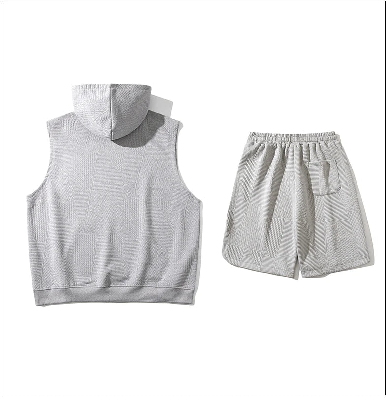 Herresæt Polyesterblanding | Relaxed Fit Skjorte & Shorts Sæt | Kortærmet Design til Hverdagsbrug & Fritidsaktiviteter | Vanero