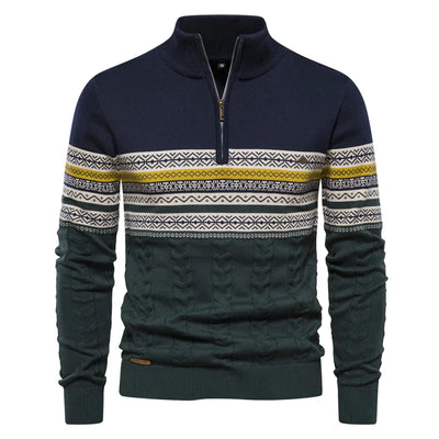 Christian | Retro Halfzip Sweater Med Monsterprint Herre | Vanero