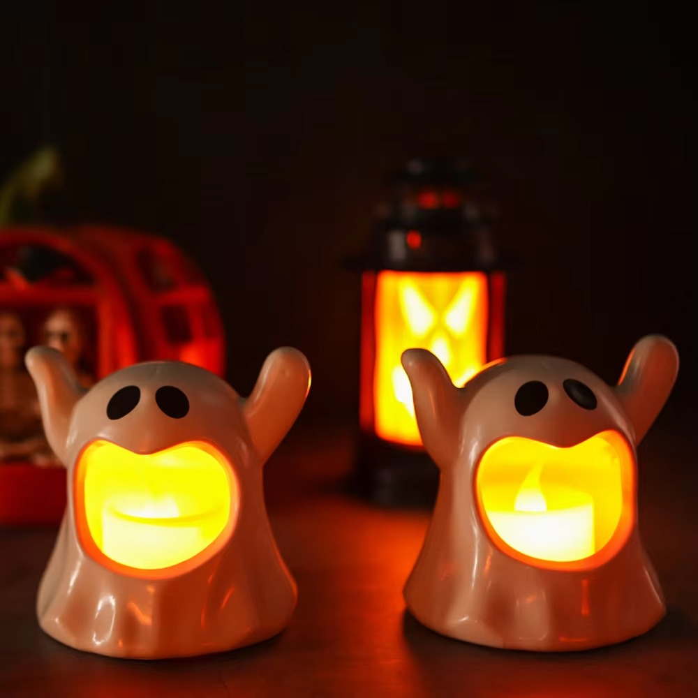 Halloween Spøgelse LED Lampe | Batteridrevet Plastdekoration | Til Indendørs Sæsonudsmykning | Vanero