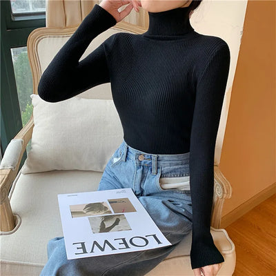 Ribstrikket l Rullekrave Bluse | Vanero