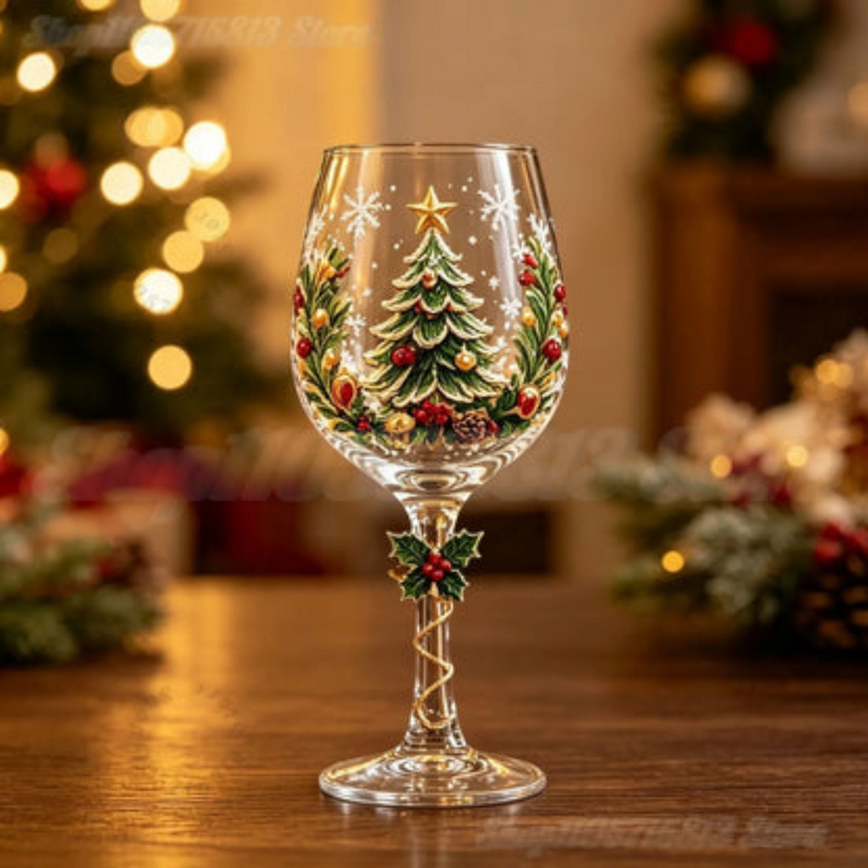 Juleglas-Sæt | Drikkeglas Med Julemand, Rensdyr & Snemandsmotiver | Dekorative Glas Til Julebord & Festlige Samlinger | Vanero