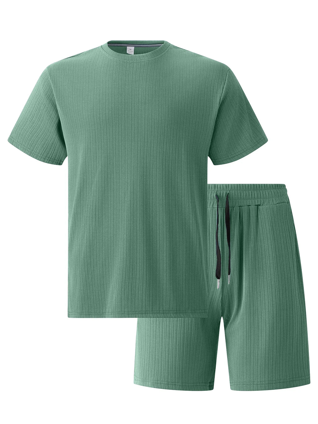 Herresæt Bomuld Polyester Blanding | Relaxed Fit Lounge Sæt | Kortærmet Overdel & Shorts til Hverdagsbrug & Fritidsaktiviteter | Vanero