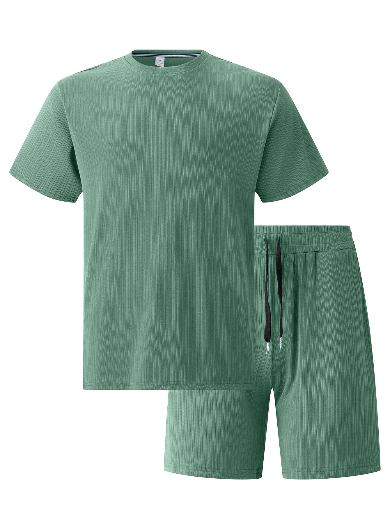 Herresæt Bomuld Polyester Blanding | Relaxed Fit Lounge Sæt | Kortærmet Overdel & Shorts til Hverdagsbrug & Fritidsaktiviteter | Vanero