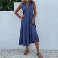 Damekjole Let Tekstilmateriale | Relaxed Fit Maxi Kjole | Lang Flydende Silhuet til Hverdagsbrug & Fritidsaktiviteter | Vanero