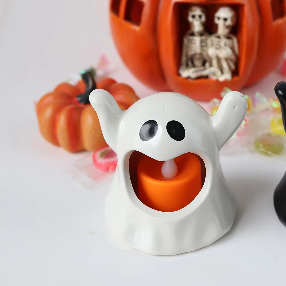 Halloween Spøgelse LED Lampe | Batteridrevet Plastdekoration | Til Indendørs Sæsonudsmykning | Vanero