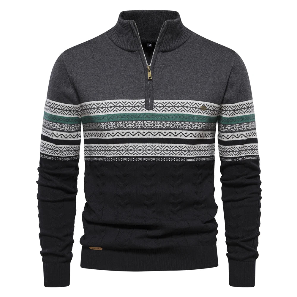 Christian | Retro Halfzip Sweater Med Monsterprint Herre | Vanero