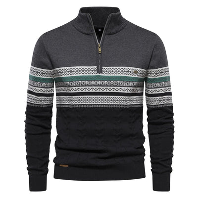Christian | Retro Halfzip Sweater Med Monsterprint Herre | Vanero