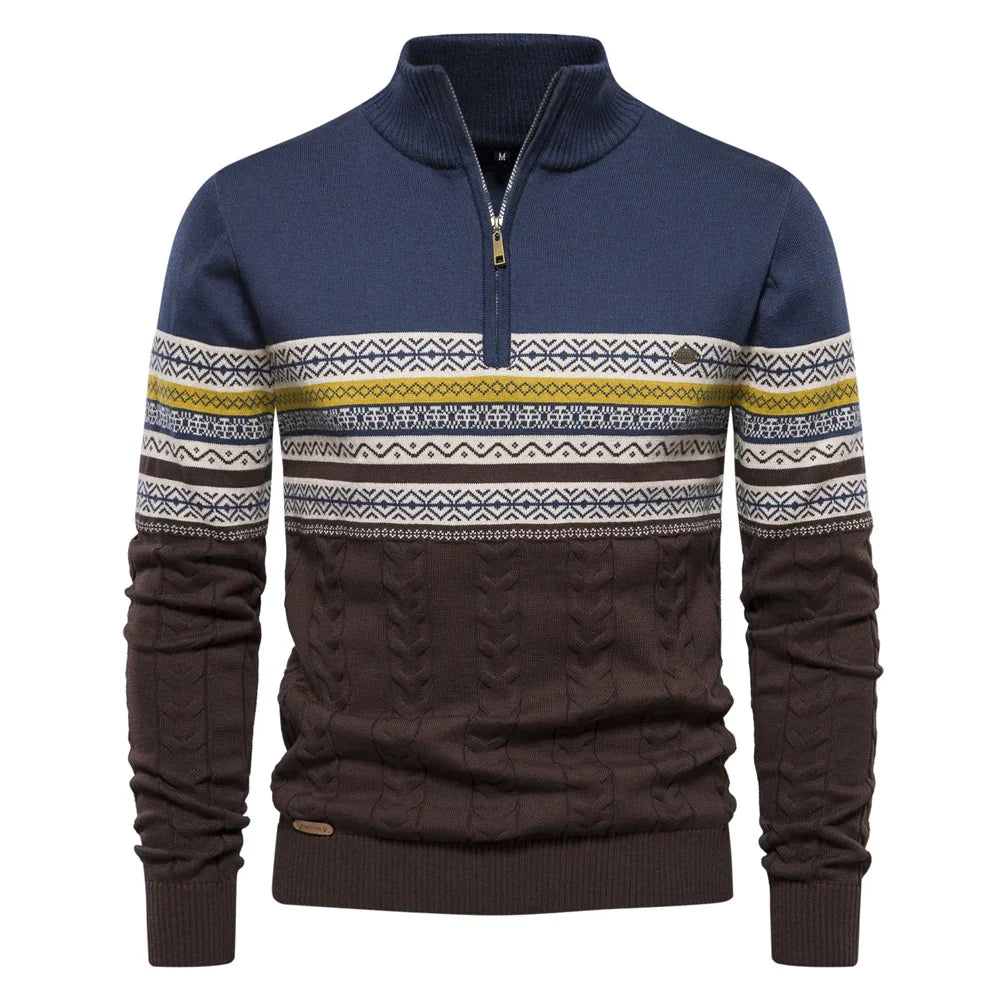 Christian | Retro Halfzip Sweater Med Monsterprint Herre | Vanero
