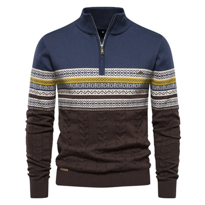 Christian | Retro Halfzip Sweater Med Monsterprint Herre | Vanero