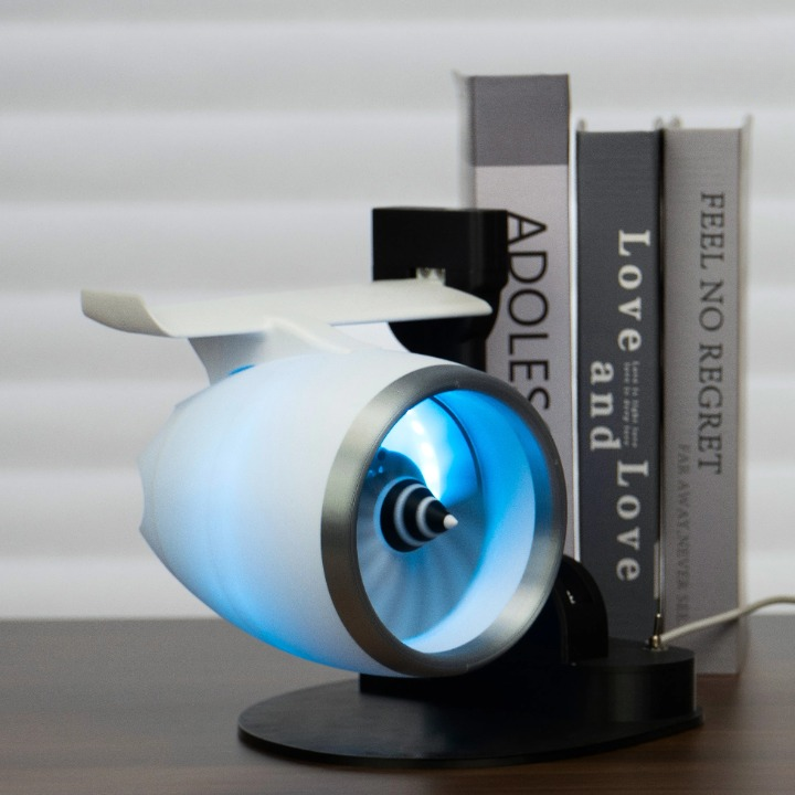 Luftfugter | Turbo Ventilator Luftfugter Med RGB-Lys Og Genopladelig Mulighed | Bordmodel Til Indendørs Brug | Vanero