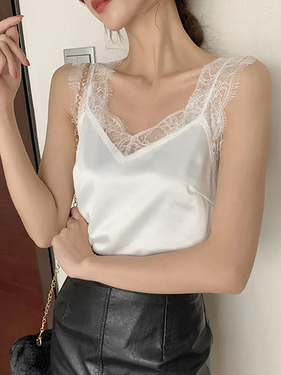 Lisbeth l Tank top med Blonder til Kvinder l Vanero