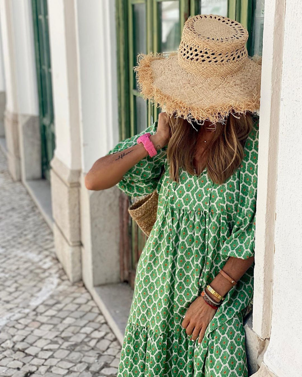 Damekjole Let Tekstilmateriale | Relaxed Fit Blomstret Sommerkjole | Mønstret Design til Sommerbrug & Hverdagsaktiviteter | Vanero
