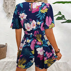 Dame Sommerdragt Let Stofblanding | Afslappet Pasform Ærmeløs Sommerdragt | Blomsterprint Til Sommer & Feriebrug | Vanero