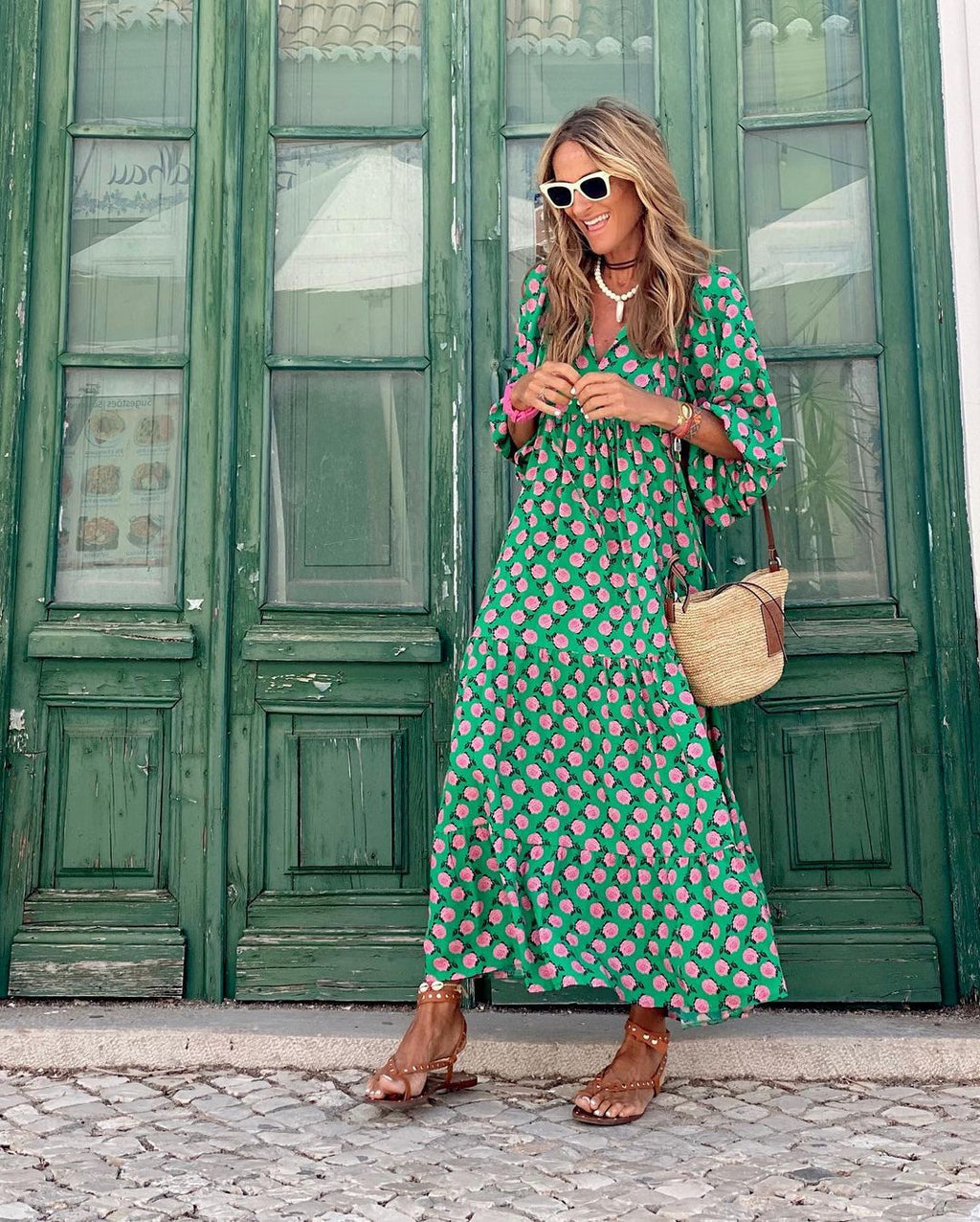 Damekjole Let Tekstilmateriale | Relaxed Fit Blomstret Sommerkjole | Mønstret Design til Sommerbrug & Hverdagsaktiviteter | Vanero