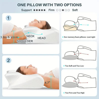 SleepEase Butterfly Memory Skumpude l Ergonomisk Støtte til Side- og Rygsovende l Vanero
