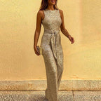 Jumpsuit i Tekstilmateriale | Regular Fit Glitter Jumpsuit | Glitterdetaljer til Arrangementer og Aftenbrug | Vanero