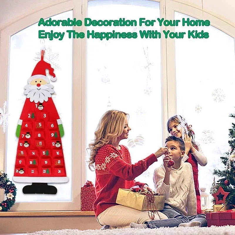 Filz Adventskalender | Stof-juleophæng & Julemand-ornamenter til Festlig Dekoration | Vanero