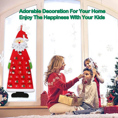 Filz Adventskalender | Stof-juleophæng & Julemand-ornamenter til Festlig Dekoration | Vanero