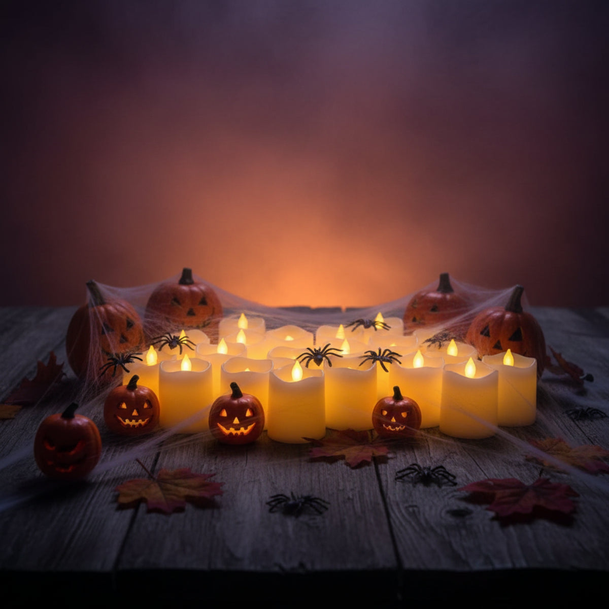 Flammeløse LED Fyrfadslys | Varm Hvid Batteridrevet Belysning | 24-Stk Dekorationssæt Til Bryllup, Halloween & Jul | Vanero