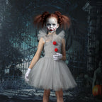 Pige Kostumekjole Polyester & Tylmateriale | Justerbar Strop Tutu Kjole | Klovndesign Til Halloween & Udklædning | Vanero