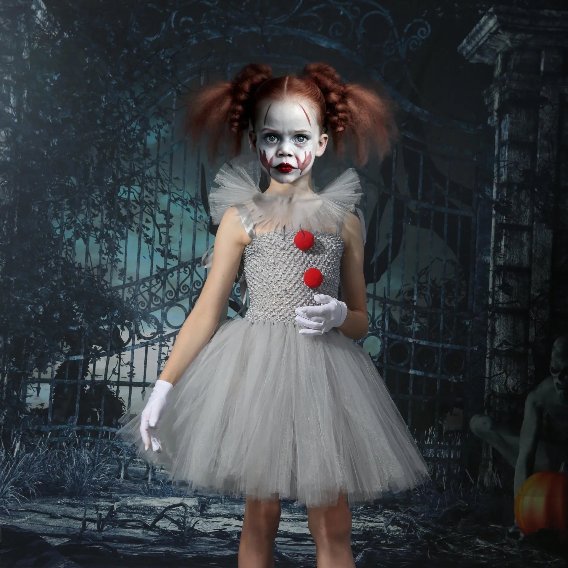 Pige Kostumekjole Polyester & Tylmateriale | Justerbar Strop Tutu Kjole | Klovndesign Til Halloween & Udklædning | Vanero