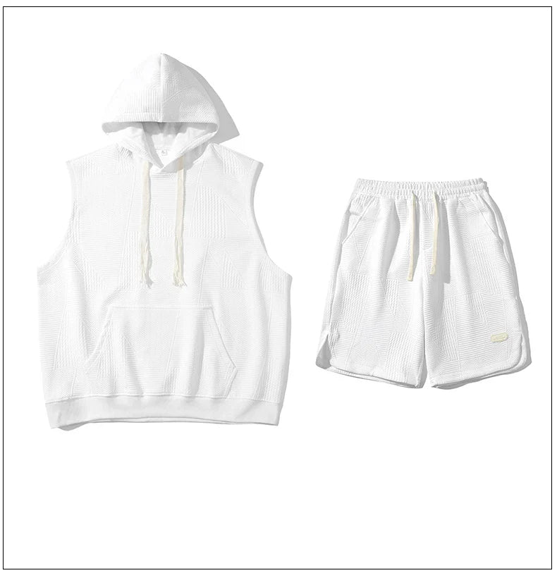 Herresæt Polyesterblanding | Relaxed Fit Skjorte & Shorts Sæt | Kortærmet Design til Hverdagsbrug & Fritidsaktiviteter | Vanero