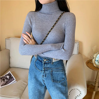 Ribstrikket l Rullekrave Bluse | Vanero