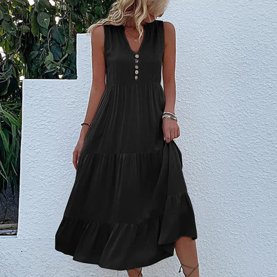 Alma l Luftig Maxi Kjole med Tidløs Elegance l Vanero