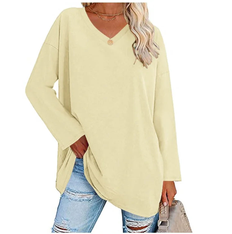 Dametrøje | V-Hals Med Lange Ærmer Oversized Pasform | Hverdagsbrug & Lag-På-Lag Styling | Vanero