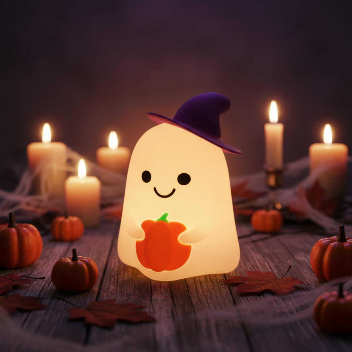 Spøgelse & Græskar LED-Nattelys | Genopladeligt Design | Dekorativ Sengelampe Til Halloween & Sæsonudsmykning | Vanero