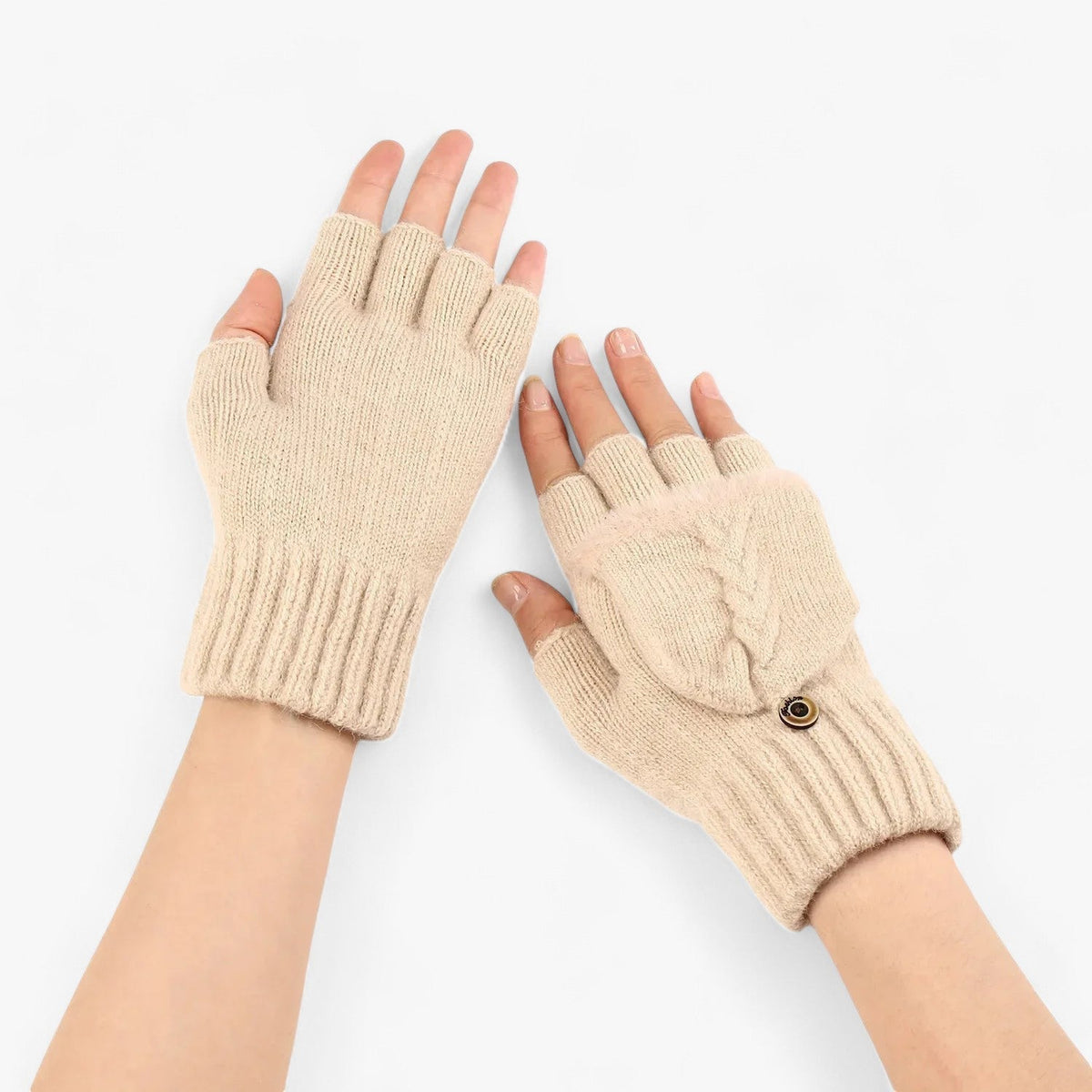Dame Handsker i Tykt Strik | Foldbart Design & Fingeradgang | Håndbeklædning Til Hverdagsbrug i Koldt Vejr | Vanero